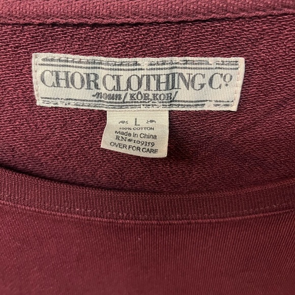 Chor Clothing Burgundy Long Sleeve Top. L - Picture 2 of 4
